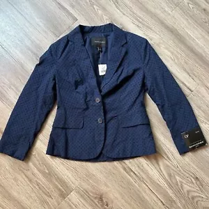 Banana Republic Navy Blue Eyelet Two Button Blazer Size 0 Petite NWT - Imagen 1 de 8