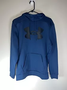 Under Armour Hoodie Men's Small Big Logo Midnight Navy With Black Fleece NWT - Picture 1 of 4