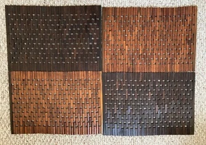 4 Bambusfliesen Tischsets 18" x 12" 2-seitig dunkel & hell Holz Ton wendbar - Bild 1 von 6