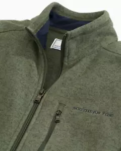 SOUTHERN TIDE Para Hombres SAMSON PEAK Cremallera Completa Polar Suéter Chaleco Verde Musgo PEQUEÑO - Imagen 1 de 5