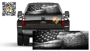 American Flag B&W We The People Rear Window Perf Graphic Decal Trucks Cars - Picture 1 of 4
