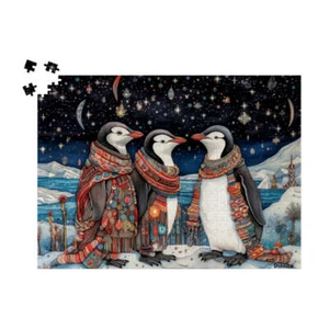 Penguin Sweater Party Wooden Jigsaw Puzzle 500 Pieces - Picture 1 of 1