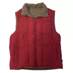 Men's Red Nylon QUILTED Goose DOWN Filled PUFFER Reversible Waistcoat SKI VEST M - Picture 1 of 9