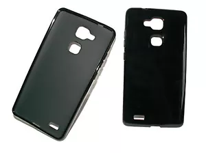Custodia scura silicone TPU cover cellulare cappuccio nero per Huawei Ascend Mate 7 - Foto 1 di 11