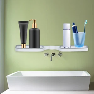 Wall-Mounted Shower Shelf No-Drill Bathroom Organizer Rack Bath Storage Holder - Picture 1 of 12