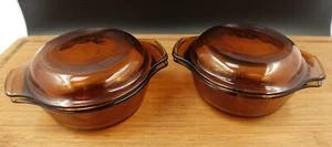 2 Anchor Hocking 472 Casserole Dishes w/Lid Amber Glass - Picture 1 of 10