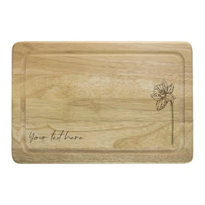 Daffodil Engraved Wooden Chopping Board Serving Cheese Birthday Christmas Gift - Picture 1 of 4