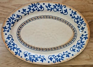 Lidia Bastianich Ceramic Blue Scroll Oval Platter 18" x 13" - Picture 1 of 8
