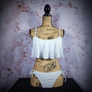 White Ruffle Flounce Matching Bikini Set - Picture 1 of 13