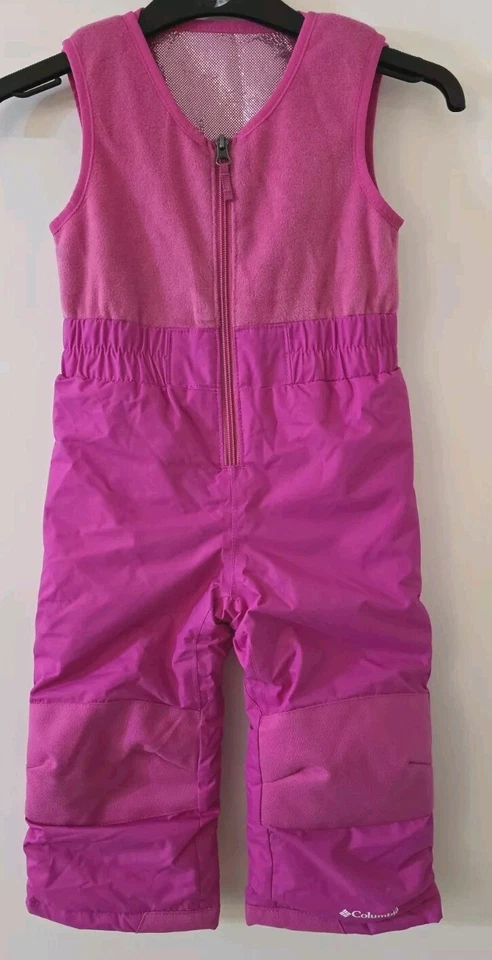 Columbia Niños Esquí Babero Pantalones Con Espacio Para Crecer Traje Buga Rosa Edad 3 Años NUEVO Foto 1 de 4