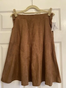 Neu mit Etikett Dress Barn camelbrauner Rock Gr. Small Wildlederimitat Trompetensaum - Bild 1 von 5