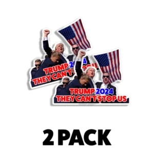 TRUMP 2024 NO PUEDEN DETENERNOS disparando patriota de Estados Unidos Donald Maga 2PK EE. UU. 4 PULGADAS - Imagen 1 de 4