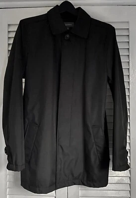 PARA HOMBRES MERONA PEQUEÑO 3/4 LARGO NEGRO ROMPEVIENTOS IMPERMEABLE ABRIGO CHAQUETA RESBALADIZA Foto 1 de 4