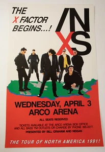 Póster de concierto INXS 1991 (M1L) (JSF6) Arco Arena Bill Graham X Factor comienza gira - Imagen 1 de 7