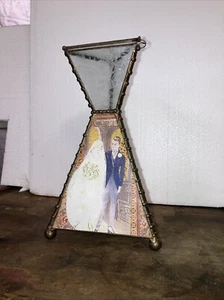 Judaica Potichomania Künstler signierter Leona Fein Teelichthalter - SELTENES DESIGN 8"" - Bild 1 von 8