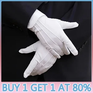 White Short Gloves Captain Clown Magician Santa Mens Ladies Fancy Dress - Picture 1 of 14