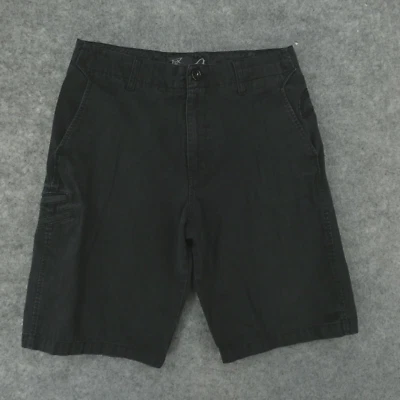 Fox 短裤男式 31 Chino 平前黑色条纹刺绣狐狸头 — 第 1/4 张图片