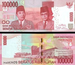 INDONESIAN RUPIAH 100,000 X 50= 5 Million (5,000,000) IDR UNCIRCULATED INDONESIA - Picture 1 of 10