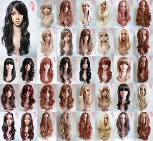 Ladies Full Wig LONG WAVY STRAIGHT - Brown Black Blonde Auburn Ombre studio7-uk - Picture 1 of 184