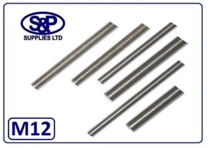 M12 - 12 mm ST/STAHLBOLZEN GEWINDESTAB VON 100 MM BIS 350 MM LANG A2 ST/AINLESS - Bild 1 von 19