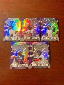 2018 Leaf 70th Anniversary Purple (5 Card Set; #/25) Ronald Acuna Jr. Refractor - Picture 1 of 7