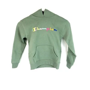 Champion Girls Green Hoodie Logo Pocket Ribbed Cuffs XS (4/5) NWT $40 - Picture 1 of 3
