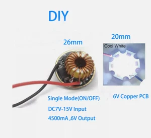 26MM Single Mode Flashlight Driver +30W 4000 Lumen 6500K White LED Bulb Chip - Picture 1 of 5