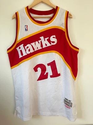 Camiseta Mitchell & Ness DOMINIQUE WILKINS #21 Atlanta Hawks 1985-86 blanca en muy buen estado Foto 1 de 4