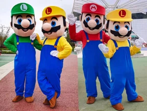 Super Luigi Mascot Costume Cosplay Party Fancy Dress Brothers Suits Adult Size - Picture 1 of 12
