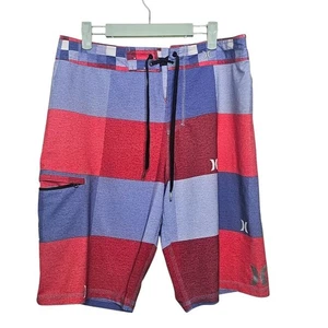 Hurley Phantom surf board shorts men's size 32 red and blue patchwork swim - Picture 1 of 3