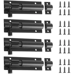 4 PCS Barrel Bolt Latch Black Slide Lock 3 Inch Door Security Lock Aluminum A... - Picture 1 of 7