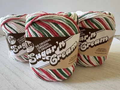 Lily Sugar 'n Cream 100% Cotton Yarn~(3) 2 oz Skeins~Mistletoe 00138
