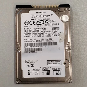 Hitachi Travelstar 40GB 2.5" 4200RPM IDE ATA-100 2MB HDD HTS424040M9AT00 13G1132 - Picture 1 of 10