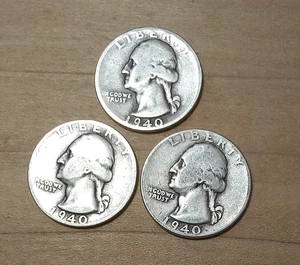 1940-D, 1940-S, & 1940 Washington Quarters. #30 - Picture 1 of 2