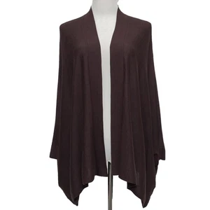 Eileen Fisher Purple Silk Blend Open Front Easy Fit Cardigan Size Large - Picture 1 of 10