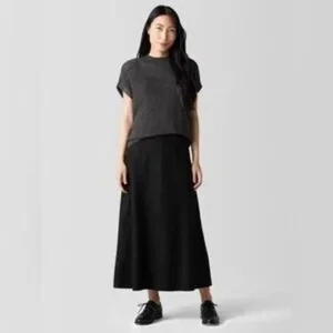 Eileen Fisher klassischer schwarzer A-Linien Rock gefilzt Wolle Jersey A-Linien Rock Gr. S Neu - Bild 1 von 8