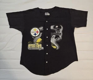 Pittsburgh Steelers Baseball Style Jersey Men's XL 1996 Vintage Black Badger  - Picture 1 of 8