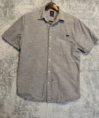 Volcom Men's Shirt Size Large Gray Button Up Short Sleeve Skateboarding - Image 1 of 4