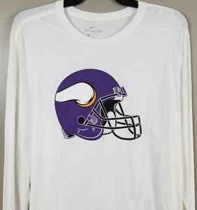 NIKE MINNESOTA VIKINGS EQUIPO EMITIDO CASCO LS CAMISA BLANCO PÚRPURA NUEVO (TALLA XL) - Imagen 1 de 12