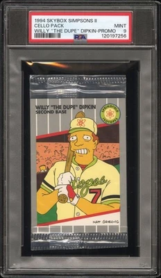 1994 SkyBox Simpsons II Willy The Dupe Dipkin #B1 Sealed Cello Pack Promo PSA 9 - Image 1 of 2