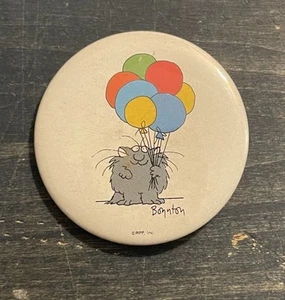 Vintage Sandra Boynton Cat With Balloons 2-1/4" Button Pin Birthday Celebration - Picture 1 of 2