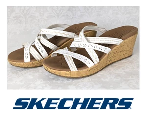 Sandalias de cuña Skechers blancas Cali Luxe de espuma con tiras para mujer talla 7 nuevas sin caja - Imagen 1 de 6