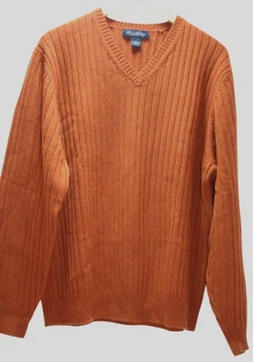 Suéter tejido acanalado de lana de cordero Brooks Brothers para hombre L naranja cuello en V otoño otoño otoño Foto 1 de 4