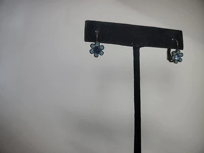 Винтажные серьги с проколотым рычагом сзади золотистый цветок синий кристалл ювелирные изделия - Изображение 1 из 4