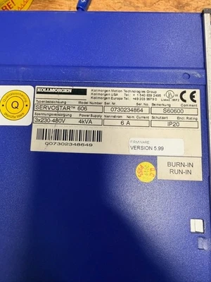 Kollmorgen S60600 Servostar 600 Model 606 Servo Controller 3x230-480V 4kva 6A - Image 1 of 4