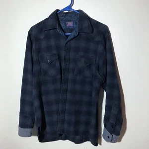 Camicia Pendleton lana blu plaid flanella bottoni manica lunga XL boscaiolo - Foto 1 di 10