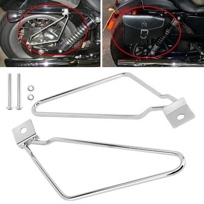 Chrome Saddlebag Support Guard Bar Pannier Rail For Harley Sportster 883 Dyna Foto 1 de 4