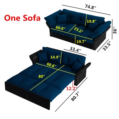 Sofá cama convertible, sofá de 2 plazas con cama extraíble, sofá cama tamaño queen Foto 1 de 4