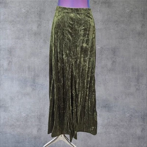 Karen Kane Olive Green Velvet Maxi Gypsy Witchy Trumpet Skirt Size Large U29 - Picture 1 of 8
