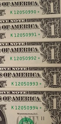 2021- Uncirculated $1 Dollar * Star * Note Lot- 5 Sequential Bills - Image 1 of 3